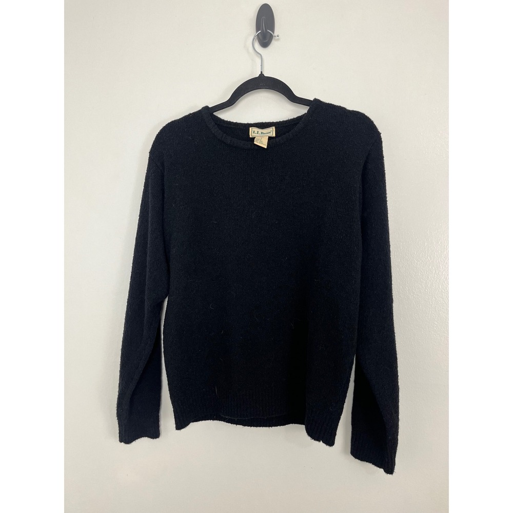 L.L. Bean Classic Wool Blend Sweater Womens Small Black Crew Neck J141 Vintage